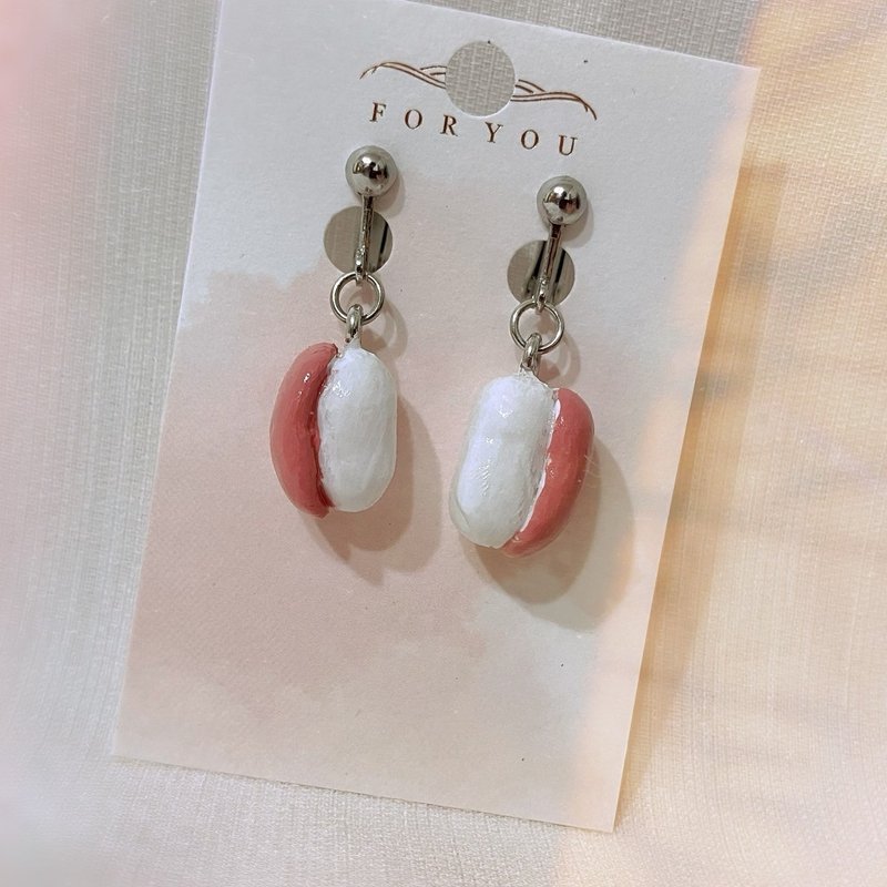 Salmon sushi earrings (made from clay) - Earrings & Clip-ons - Clay 