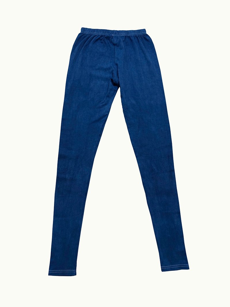 I . A . N Design 藍染內搭褲 有機棉+天然染 Organic Cotton - 女長褲 - 棉．麻 藍色