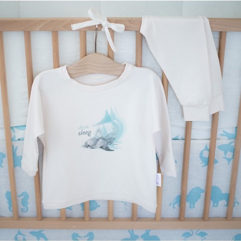サメとのツーピースの子供のパジャマ - その他 - コットン・麻 ホワイト
