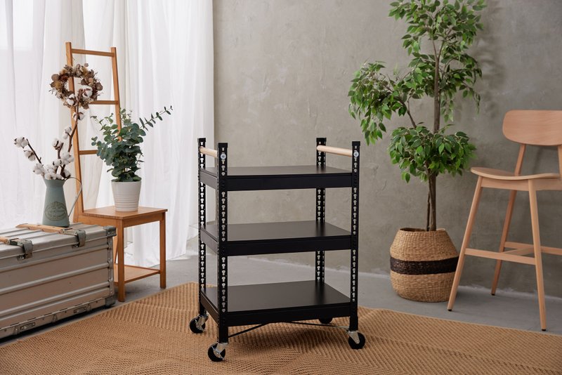 Made in Taiwan/Umi/angle steel/cart/three-layer cart angle steel frame 1824 three-layer small iron frame - Other Furniture - Other Materials Black