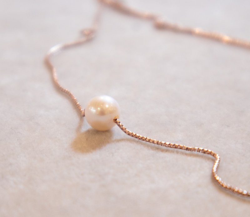 Single 7.5-8mm freshwater pearl-925 sterling silver necklace-chain length can be adjusted freely - Necklaces - Pearl Gold