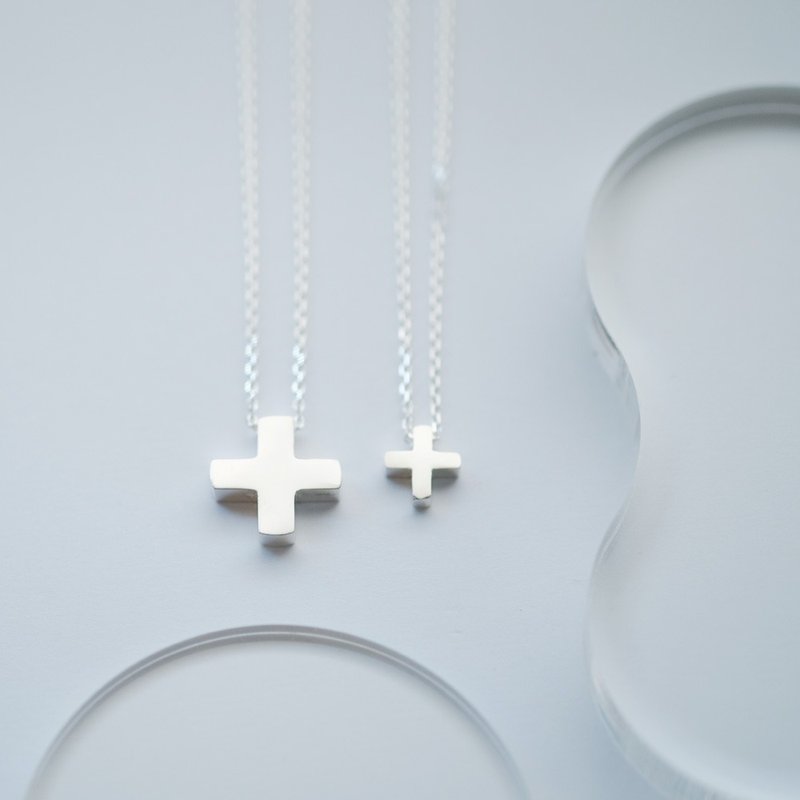 2-piece set) Cross pair necklace , Silver 925 - Necklaces - Other Metals Blue