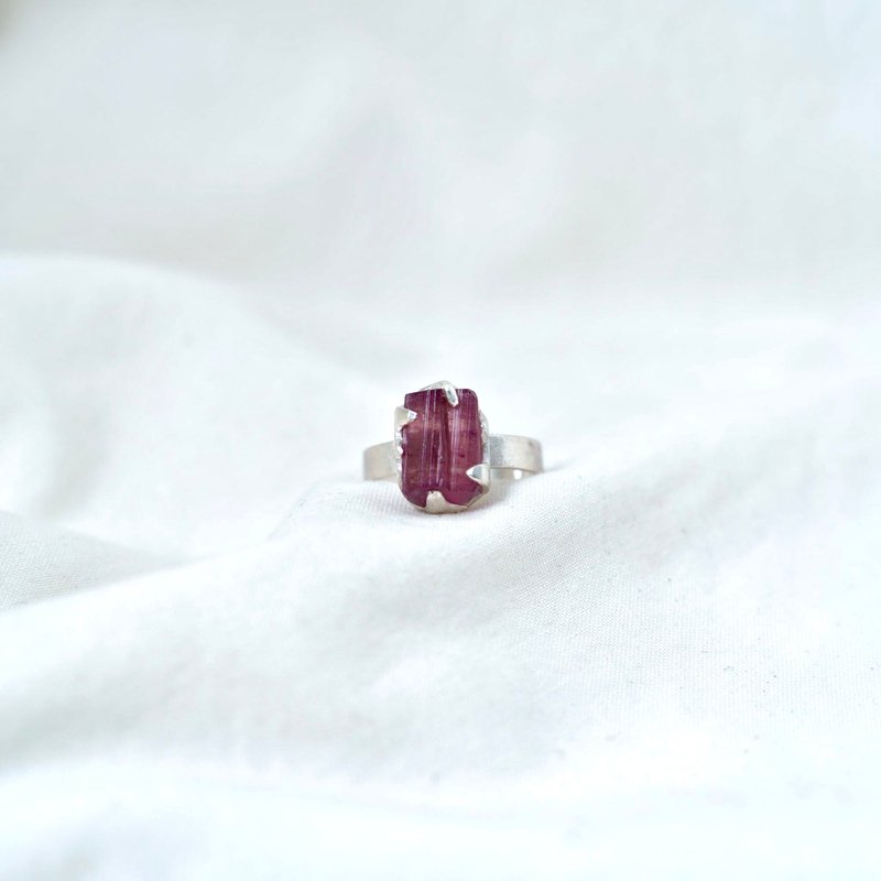 Raw pink tourmaline silver ring - General Rings - Sterling Silver Silver