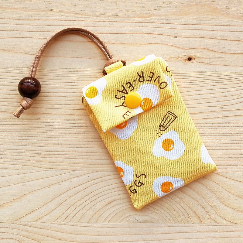 Delicious poached egg _ yellow card bag - ที่ใส่บัตรคล้องคอ - ผ้าฝ้าย/ผ้าลินิน สีเหลือง