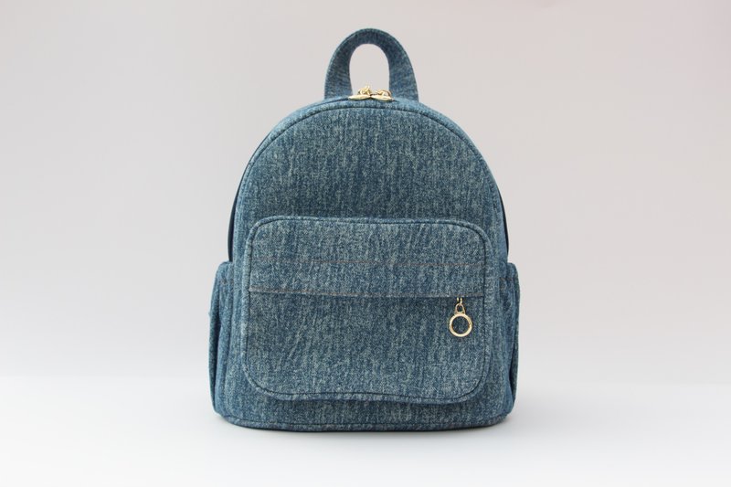 Snow denim|Backpack|Backpack|Fabric backpack - กระเป๋าเป้สะพายหลัง - ผ้าฝ้าย/ผ้าลินิน สึชมพู