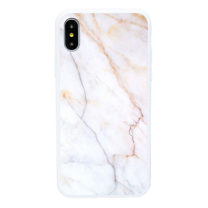 優雅白雲石 iPhone 6 7 8 Plus X 至 11 pro max se 手機殼 - 手機殼/手機套 - 玻璃 白色