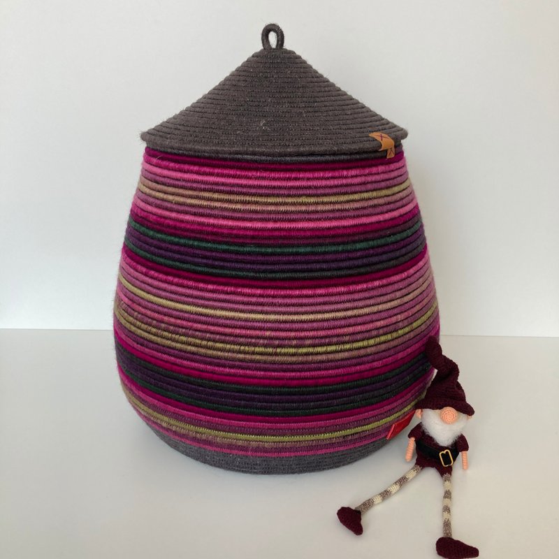 Large storage basket with lid 41 cm x 26 cm - 居家收納/收納盒/儲物盒 - 棉．麻 紫色