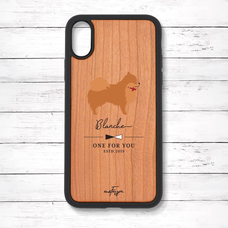 Personalized Pomeranian Shock Absorbent Wooden iPhone Case Simple - เคส/ซองมือถือ - ไม้ สีนำ้ตาล