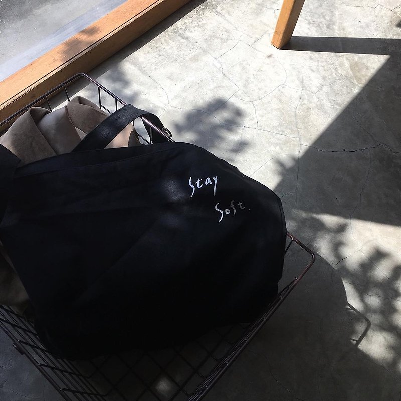 環保購物袋-stay soft - 側背包/斜背包 - 棉．麻 黑色