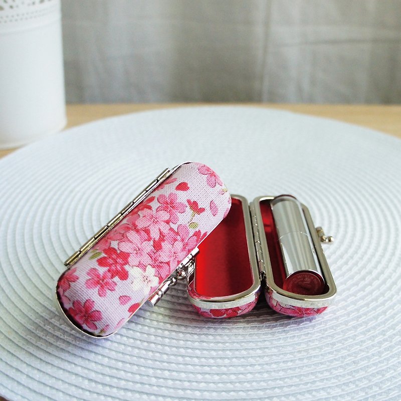 美しい花はシール口紅の口の金バッグ、財布、甘い、紫の桜咲きます - はんこ・スタンプ台 - コットン・麻 パープル