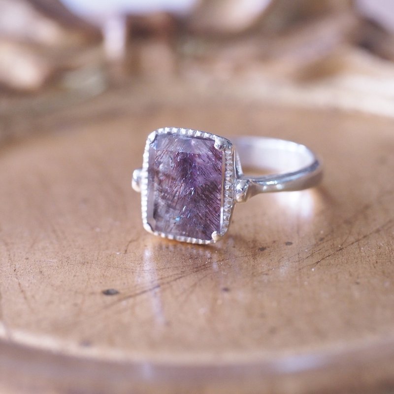 超七 星輝石 七種礦物天然石 戒指 Super Seven handmade ring - 戒指 - 水晶 多色