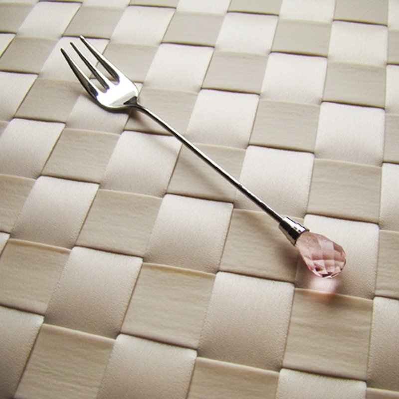 日本Shinko-日本製-午茶晶鑽系列-粉鑽點心叉粉色 - 餐具/刀叉湯匙 - 其他金屬 