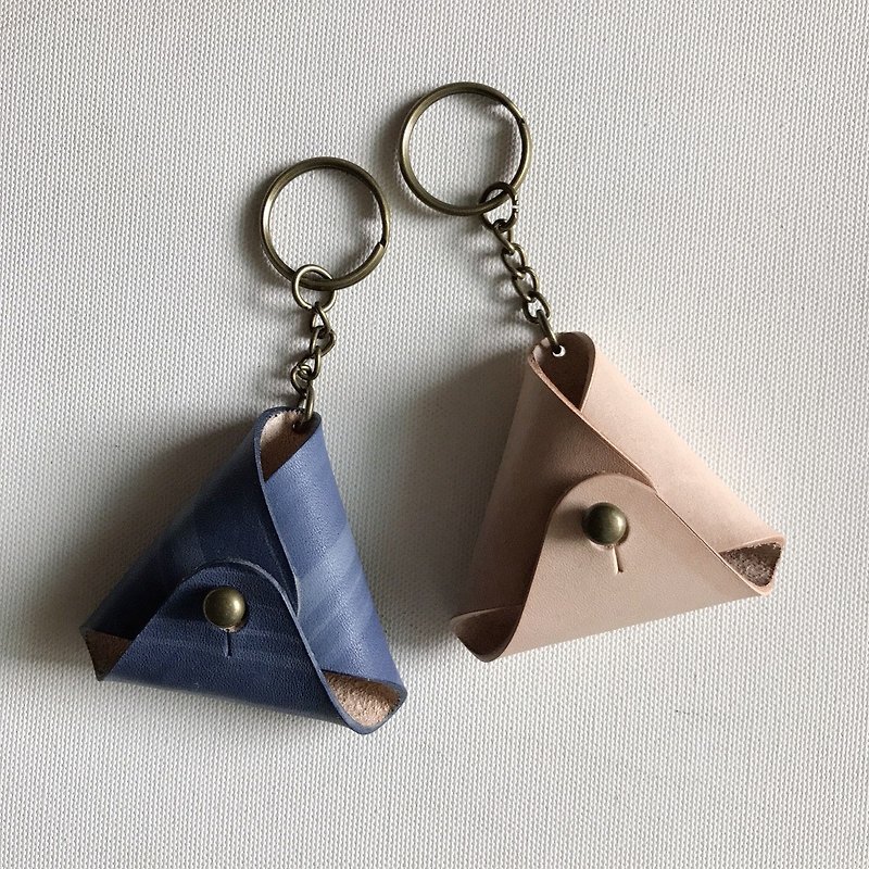 2 into the group _ triangle coin purse _ lavender purple + raw leather - Keychains - Genuine Leather Multicolor
