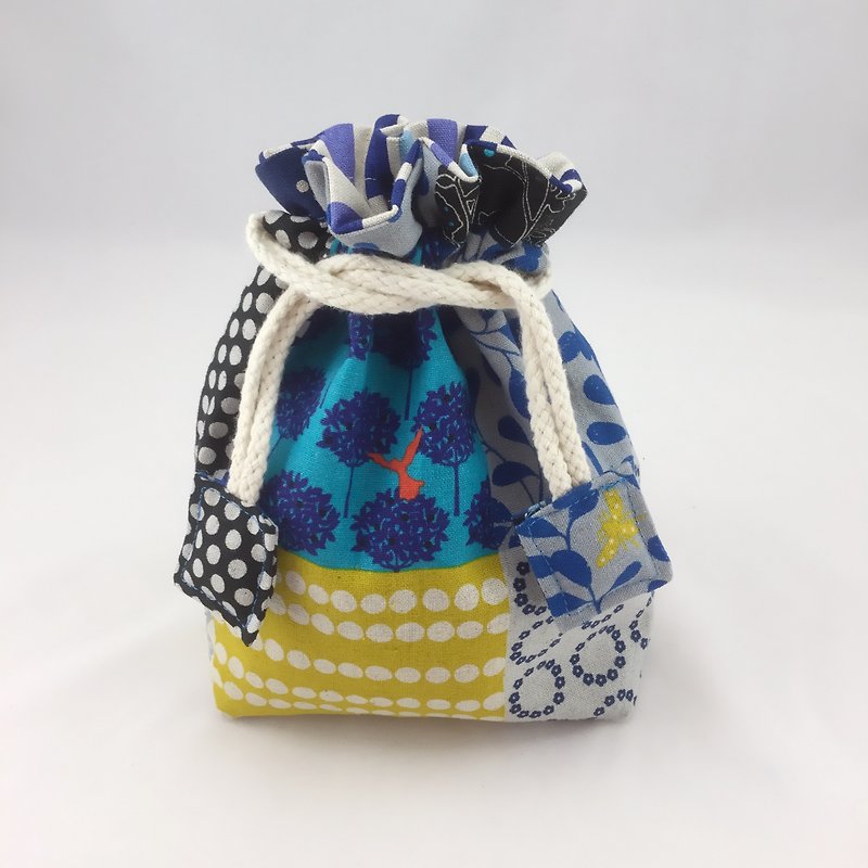 Cotton double-sided pockets / debris bag / cosmetic bag / toy bag - colorful stitching + modern simple - กระเป๋าเครื่องสำอาง - ผ้าฝ้าย/ผ้าลินิน 