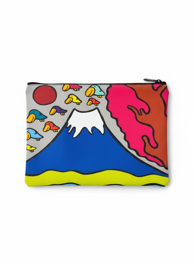 Mt. Fuji Illustration Storage Pouch - กระเป๋าเครื่องสำอาง - ผ้าฝ้าย/ผ้าลินิน 
