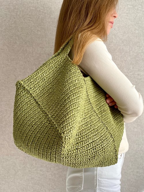 PDF PATTERN Crochet raffia bag, Raffia beach bag, Crochet