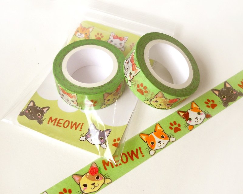 Cats Washi Tape - Deco Tape - Planner Accessories - มาสกิ้งเทป - กระดาษ หลากหลายสี