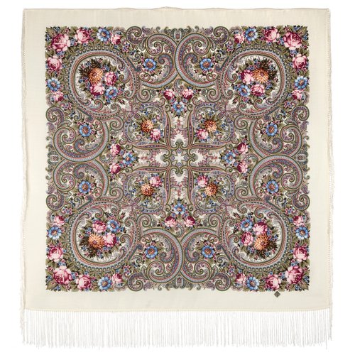 PAVLOVO POSAD SHAWLS Original Pavlovo Posad Russian Shawl 100% Wool Woolen Scarf 110x110 cm 1877-2
