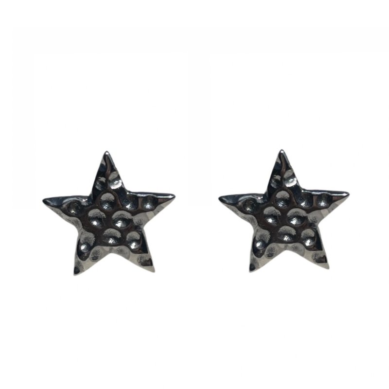 silver stars earrings, elegant star earrings, chunky star earrings - ต่างหู - เงินแท้ สีเงิน