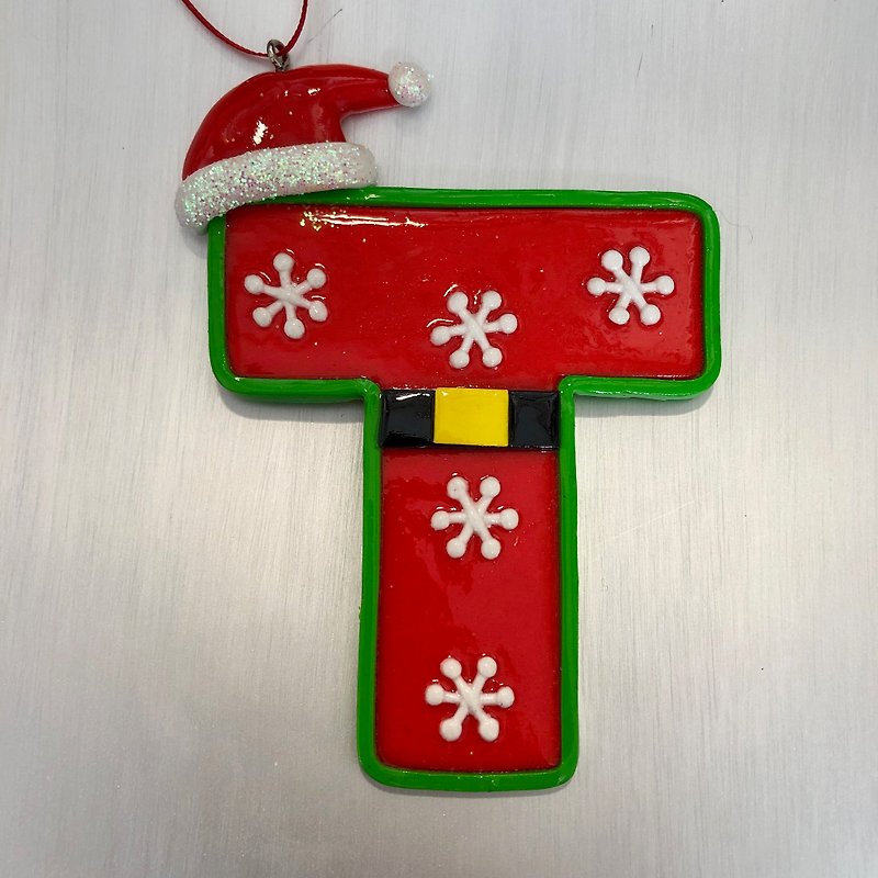 Taiwan T letter Christmas charm - Items for Display - Pottery Red