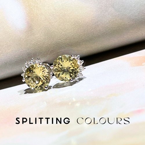 Splitting Colours Jewellery Beyond Tourmalines - 天然金綠柱石(2.32ct) 18k白金鑽石耳環