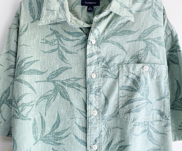 croft&barrow green vintage cotton Hawaiian shirt top vintage Aloha Shirt -  Shop river3water Men's Shirts - Pinkoi