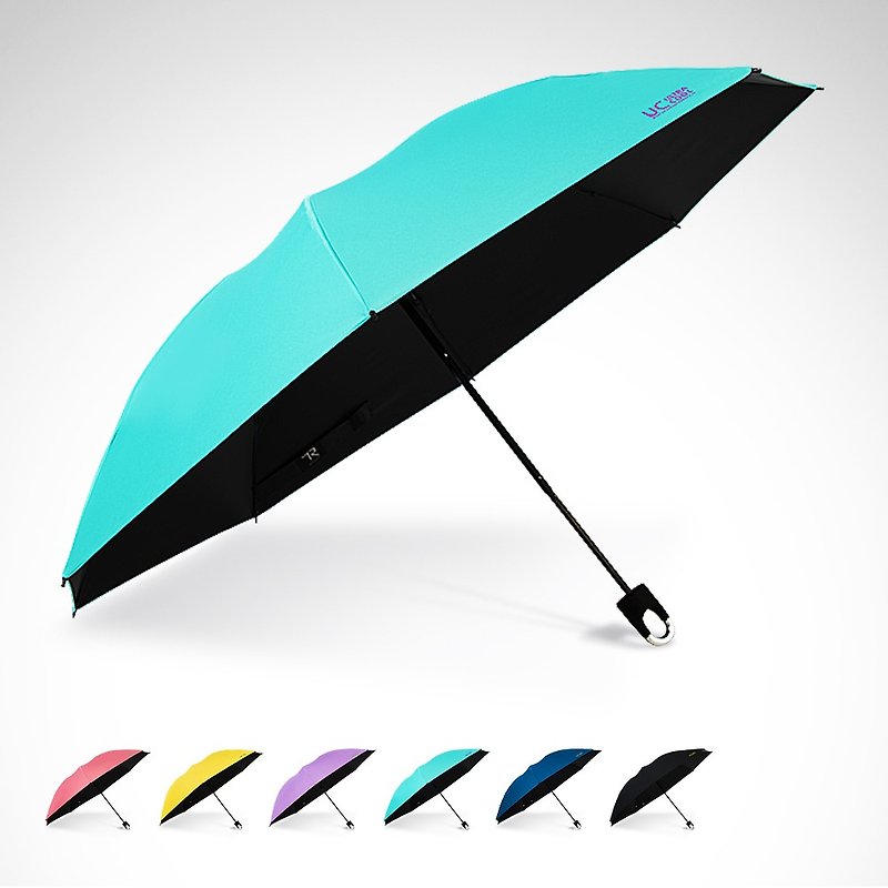 TDN's wonderful cooling black glue anti-UV second umbrella _ automatic umbrella reverse folding umbrella (Tiffin blue) - Umbrellas & Rain Gear - Waterproof Material Blue