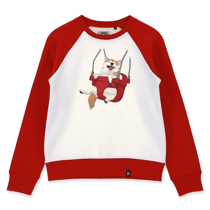 AMO Original cotton adult Sweater /AKE/The Shiba on the red swing - เสื้อแจ็คเก็ต - ผ้าฝ้าย/ผ้าลินิน 