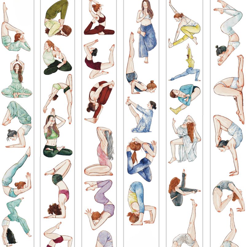 YOGA Yoganamaste PET cut sticker roll and paper tape 10m roll (kiss-cut) - มาสกิ้งเทป - วัสดุอื่นๆ หลากหลายสี