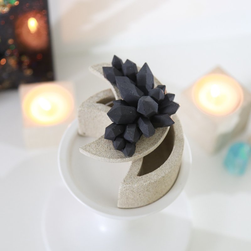 Jesmonite Cluster moon box ~ Natural - ของวางตกแต่ง - เรซิน ขาว