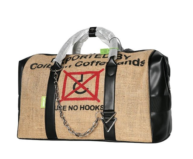 Burlap duffle sale bag