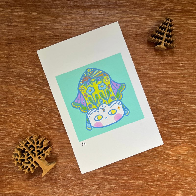Postcard - Blue Headdress size 4x6 inch - 卡片/明信片 - 紙 