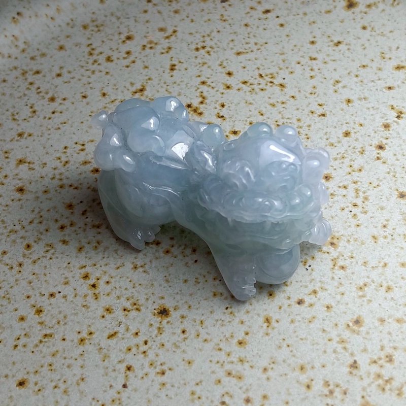 J0007天然翡翠A貨 . 冰糯天籃紫舞球醒獅.吉祥如意.擺件. - 擺飾/家飾品 - 玉石 