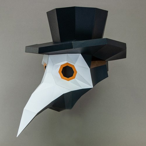 問創 Ask Creative DIY手作3D紙模型擺飾 禮物 頭套 面具系列 - 瘟疫醫生鳥嘴面具