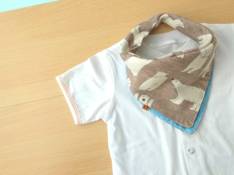 Baby Bib, 口水巾, Reversible, Bandana Bib, Polar Bear, Japanese Double Gauze - 圍兜/口水巾 - 紙 藍色