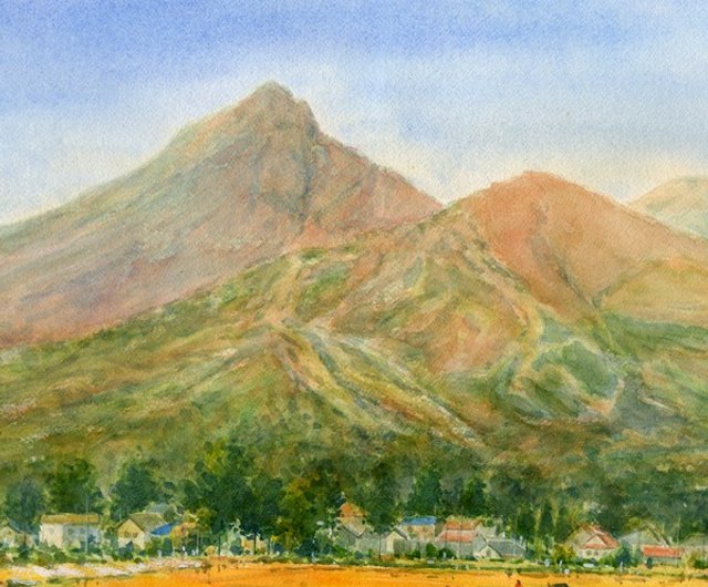 梶原山山頂　水彩画 梶原山山頂水彩画