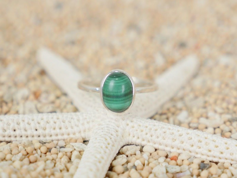 Malachite's silver ring - แหวนทั่วไป - หิน สีเขียว