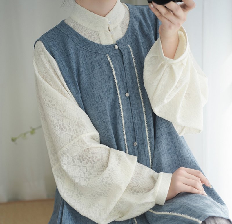 【明制漢服】多色比甲立領薄款背心/百迭裙 - 背心/無袖上衣 - 其他材質 多色