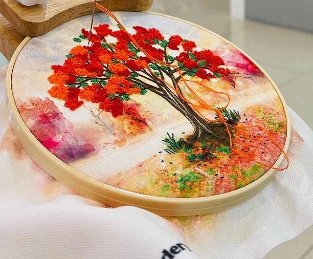 Cherry Blossoms,embroidery Kit Flowers,embroidery Kit for Beginner