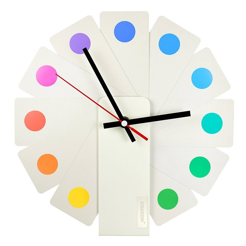 Czech Kibardin Variety Clock / White Fan Leaf / Color Spot - Clocks - Plastic Multicolor