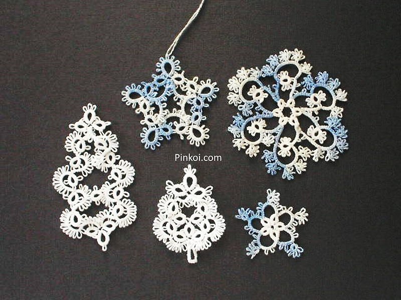 Snowflake tatting pattern, set of 5 snowflakes, digital download - 手工藝教學/工具書 - 其他材質 