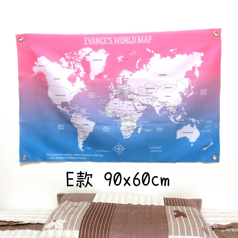 World map hanging NG goods are cheap to sell - Wall Décor - Other Materials Blue