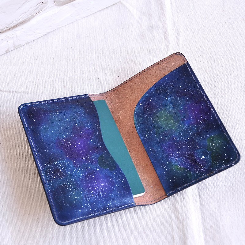Hand-dyed galaxy pattern passport holder/case - Passport Holders & Cases - Genuine Leather Blue