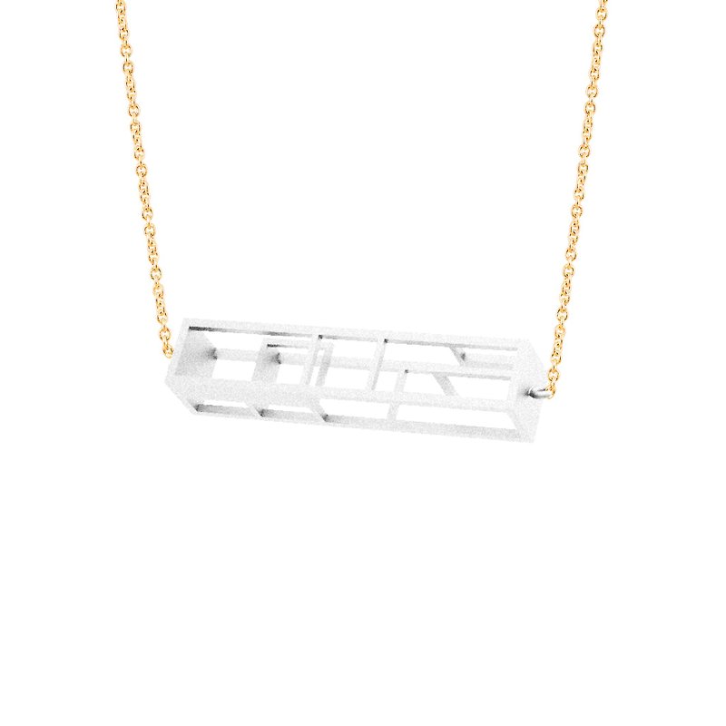3Dプリント長方形ネックレス（白）|スペースシリーズ - ネックレス - プラスチック ホワイト