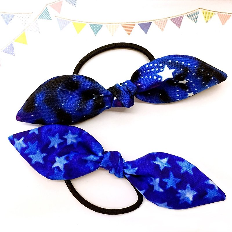 Starry series bow hair accessories set of 2 - เครื่องประดับผม - ผ้าฝ้าย/ผ้าลินิน สีน้ำเงิน