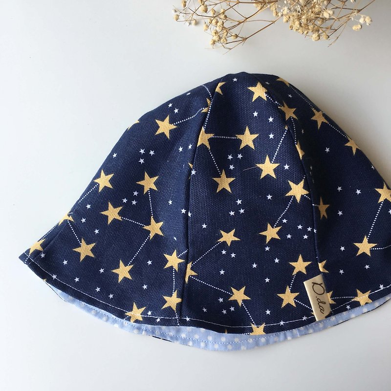 Summer night star visor baby hat fisherman hat - หมวกเด็ก - ผ้าฝ้าย/ผ้าลินิน สีน้ำเงิน