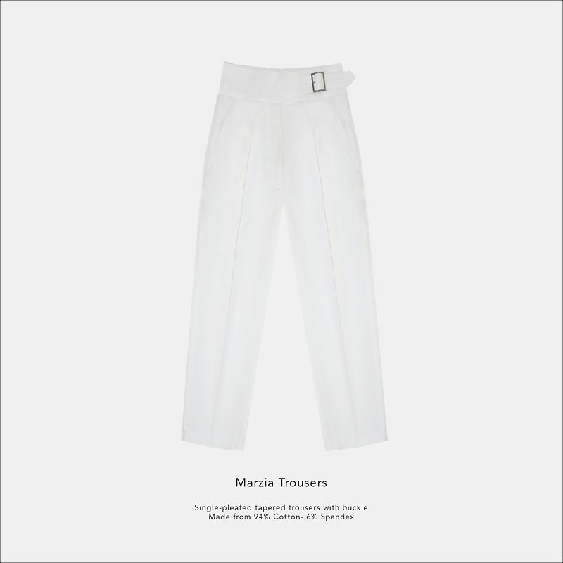 Marzia trousers / White / 100% Cotton - กางเกงขายาว - วัสดุอื่นๆ ขาว