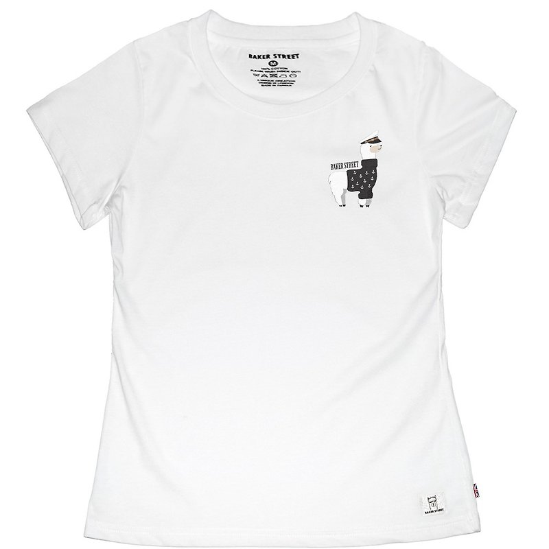 British Fashion Brand -Baker Street- Navy AlpacaT-shirt - เสื้อยืดผู้หญิง - ผ้าฝ้าย/ผ้าลินิน สีดำ