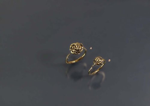 Maple jewelry design 花系列-捲捲玫瑰黃銅開口戒