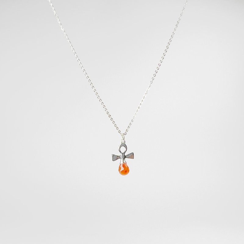 Talisman of Life Orange Onyx 925 Sterling Silver Necklace - สร้อยคอ - เงินแท้ สีส้ม